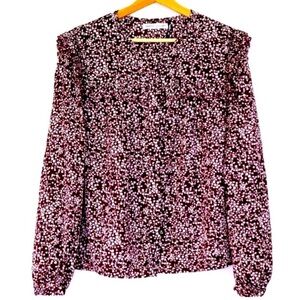 Rebecca Minkoff Selandra Floral Currant Button Blouse Large NWT